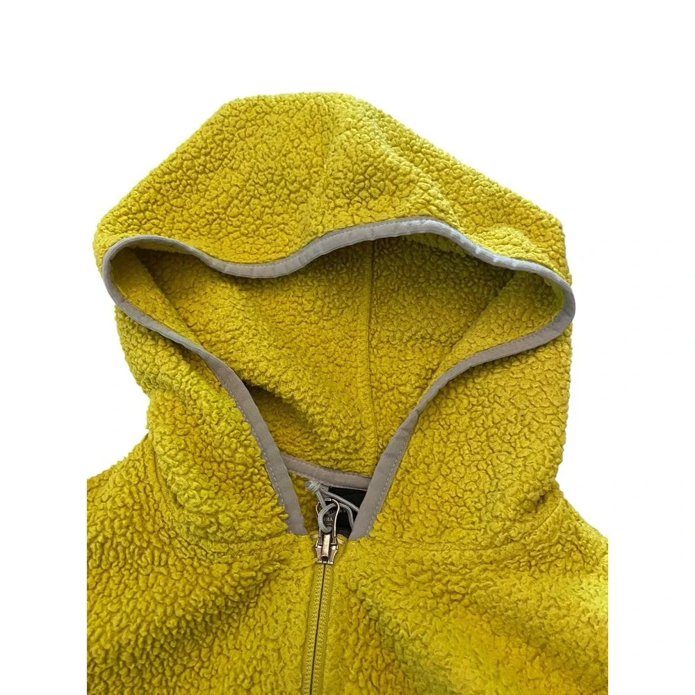 The North Face Womens XS High Pile Fleece Full Zip Hoodie Sherpa Jacket Yellow